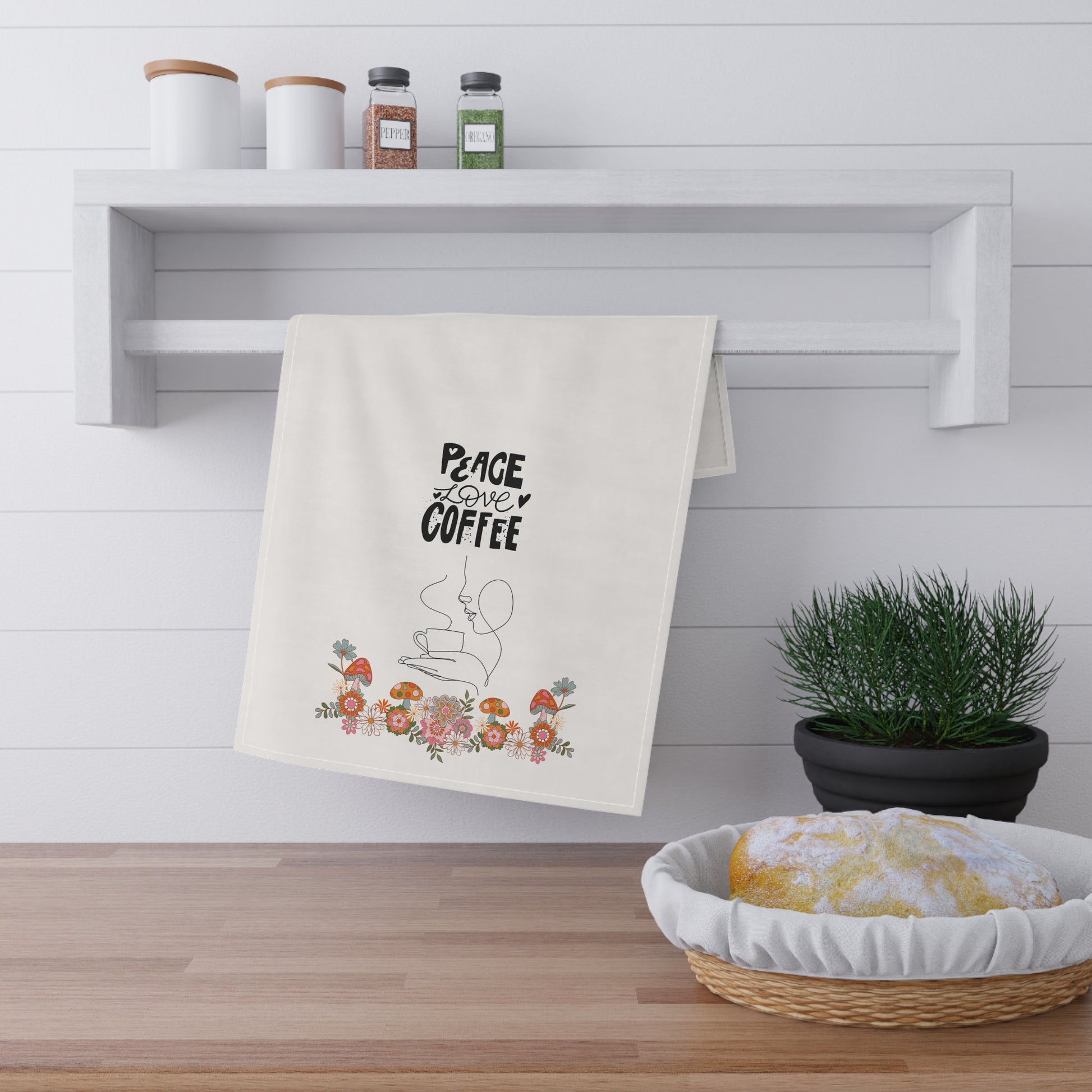 Kitchen Towels Peace Love Coffee