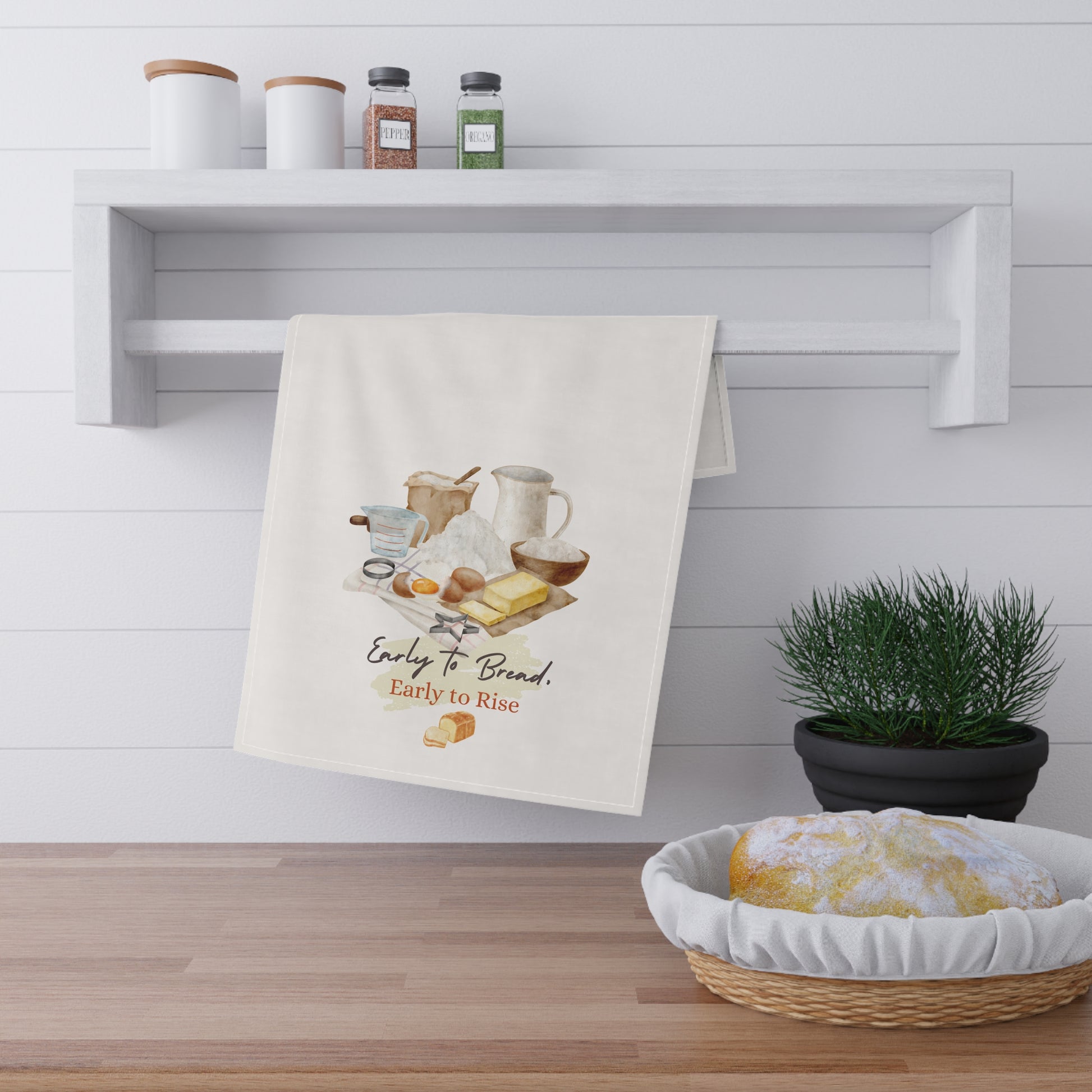 Kitchen Towels - Early to Bread, Early to Rise Design
