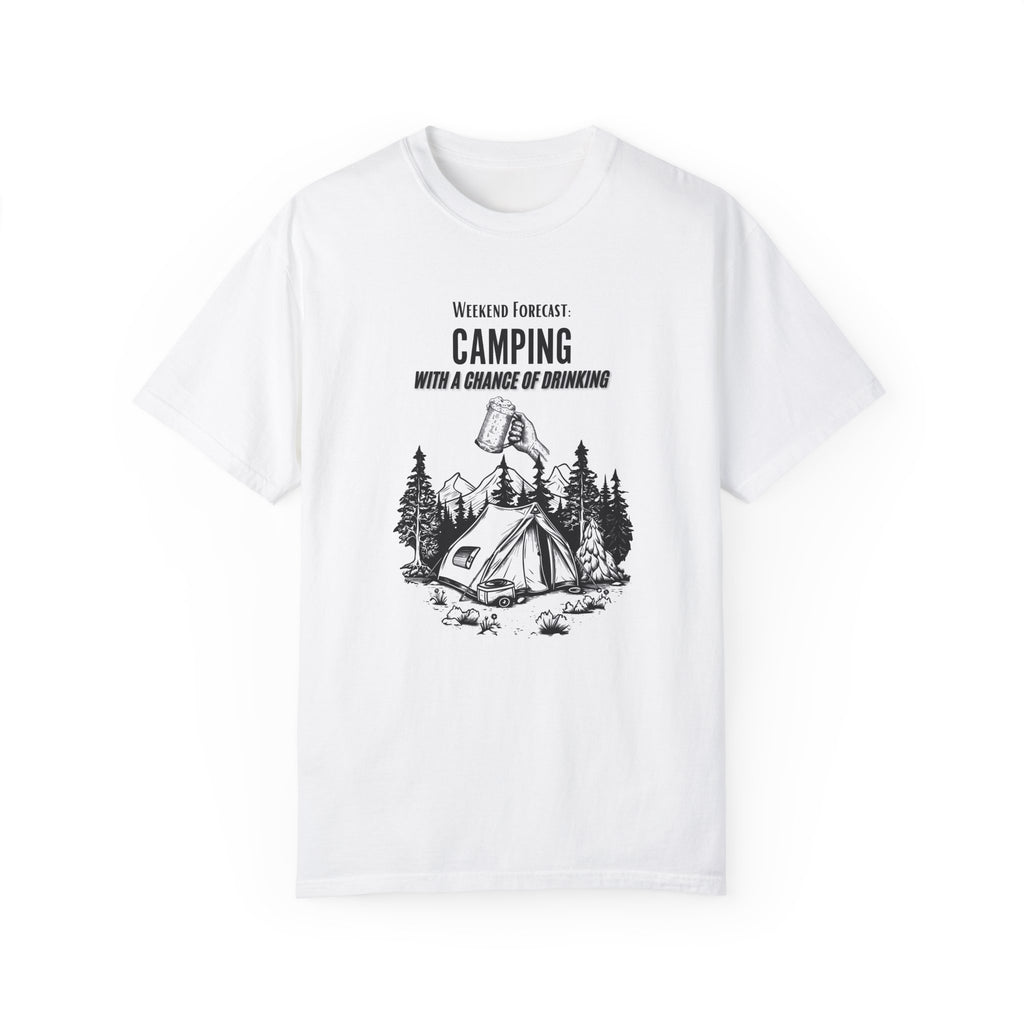 Camping Weekend Forecast T-shirt - Unisex Garment-Dyed