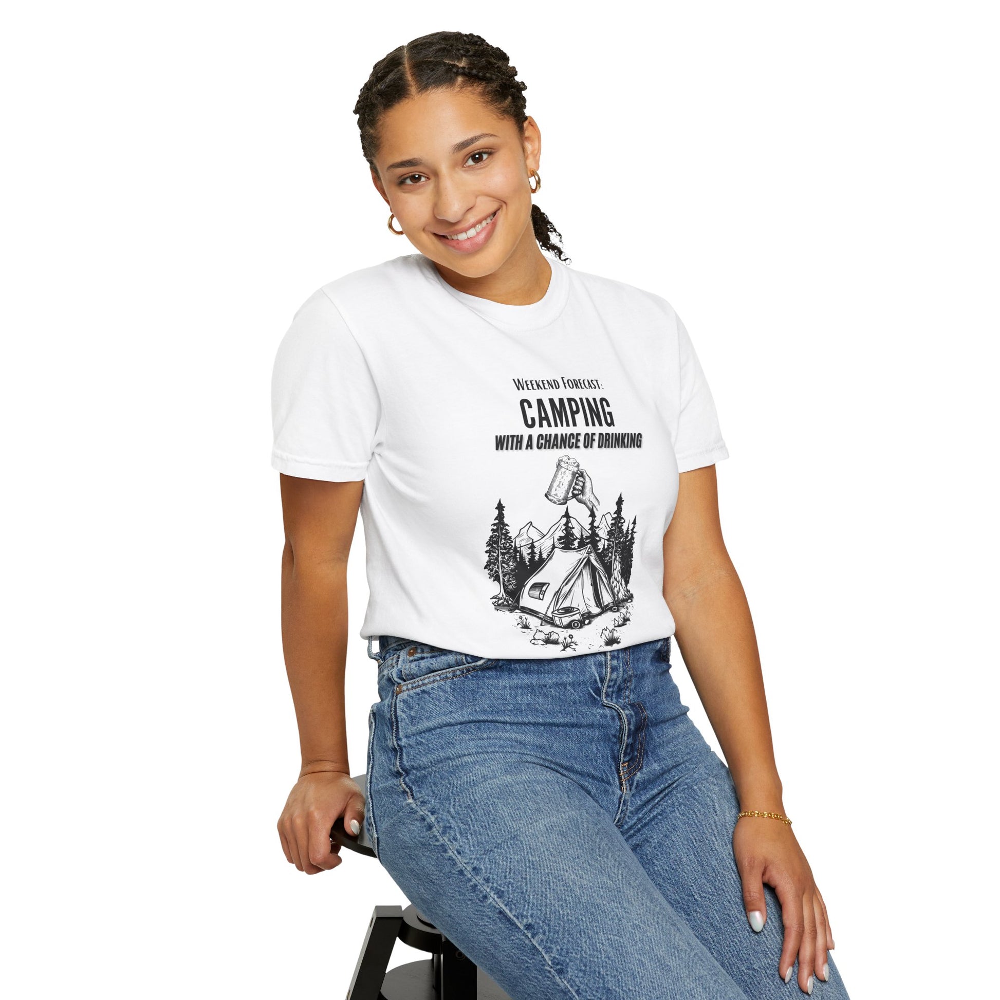 Camping Weekend Forecast T-shirt - Unisex Garment-Dyed